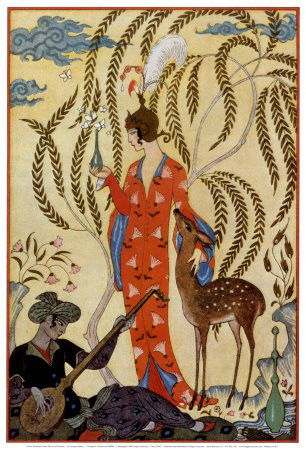 GEORGES BARBIER - PERSIA -: Artist George Barbier's extravagant theater costumes gave flamboyance an entirely new meaning. Barbier (1882 – 1932), who illustrated several renowned French fashion magazines, turned the publicatio