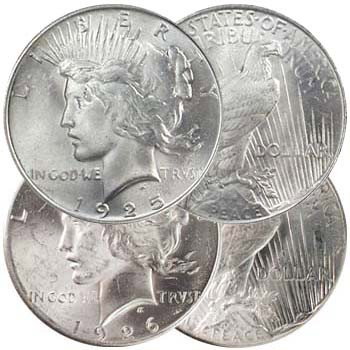 1925-26 UNC PEace Silver Dollars: We offer at auction some of the best quality tangible assets. We strive to make your bidding experience the best on the net. Weekly sales of large bulk lots, individual lots and simply the most offeri