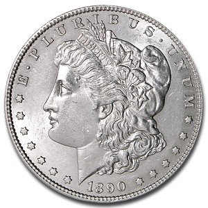 1890 P UNC Morgan Silver Dollar: Morgan Silver Dollars are some of the most popular silver bullion ever produced by the United States Mint. With their history and connection to the old American West, these coins are sought-after by b