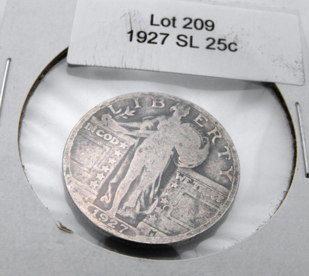 1927 Standing Liberty Quarter: Item is as shown in photo. IMPORTANT - Auction details, Notices & Disclaimers - Please Read fully prior to bidding. Items are sold "as-is" with no guarantees to resale value. All descriptions containe