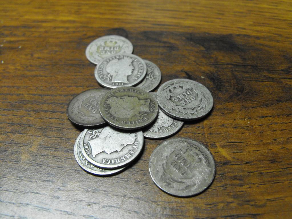 Lot of 10 Barber Dimes: Lot of 10 Barber Dimes