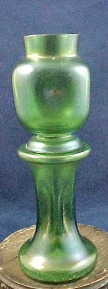 Art Deco Bohemian Loetz ? Kralik Vase: A nice green Loetz era vase. 7.75 " tall showing no damage