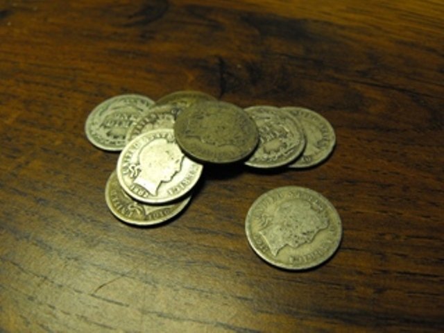 10 Ten Barber Dimes: A lot of 10 Barber dimes - AG-XF