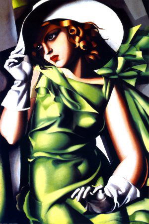 Tamara de Lempicka " Jeune Fille Vert " 24 x 36: Tamara de Lempicka, the leading Art Deco painter, painted elegant women who emanated allure. De Lempicka (1898 – 1980), who was born in Poland, lived in Russia before fleeing to Paris during the Bol
