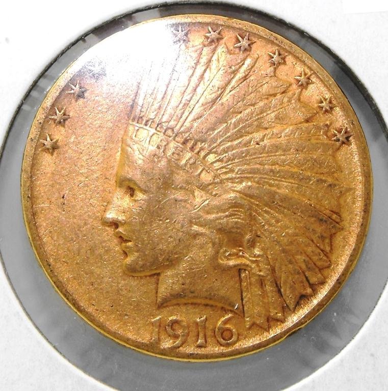 1916 S $ 10 Gold Indian Coin: Items are exact photo of items to be received