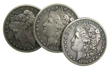 3 Morgan Silver Dollars: A Lot of (3) unsearched circulated morgans