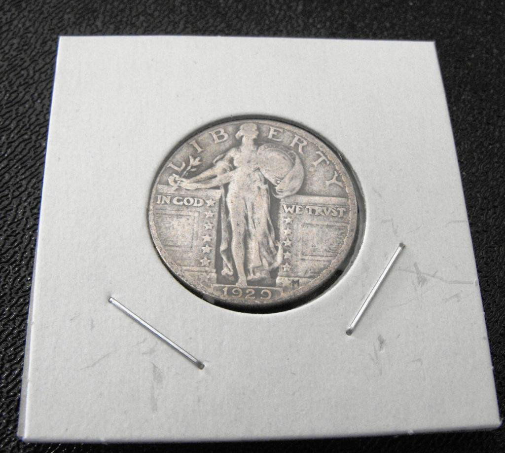 1929 Standing Liberty Quarter: Item is exact item in photo. Please use the photo to determine grade and value for yourself.