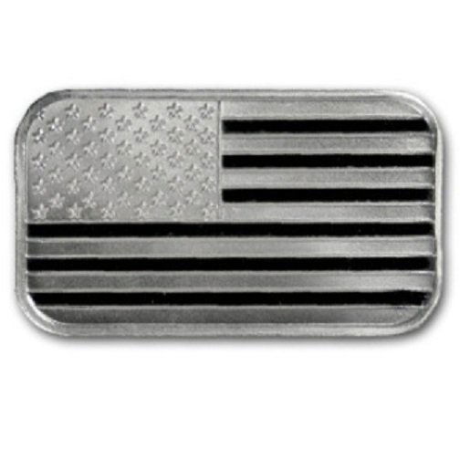 (1) 1 oz. Silver Bar: A 1 oz. American Flag Design Silver Bar .999 Fine