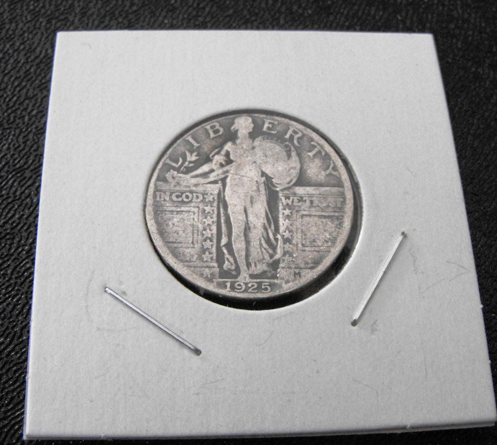 1925 Standing Liberty Quarter: Item is exact item in photo. Please use the photo to determine grade and value for yourself.