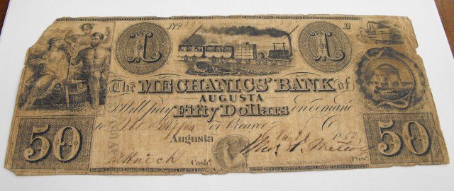 RA- 1853 MECHANICS BANK NOTE: A nice 1853 pre Civil war bank note. Nice picture.