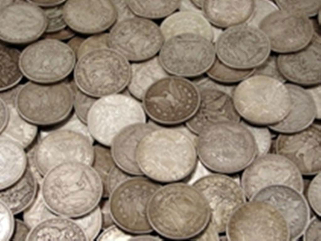 Bank Bag Full of 200 Unsearched Morgans: This lot has come to us tied up in a bank bag - We have many of them, based upon weight and the outer count markings, we are selling them as is. UN opened! Un searched by us! All we do is count them a