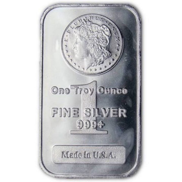 1 Troy Oz. Silver MORGAN Design Bar: The 1 oz Morgan Silver Bars are based on the noted Morgan Silver Dollar designed by George T Morgan, and first issued in 1878. The 1 oz Silver Bar features an image of the obverse of the Morgan Silver