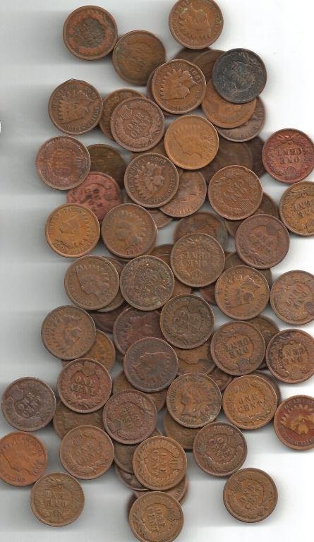 Lot of (50) Indian Head Cents: A lot of 50 IH cents