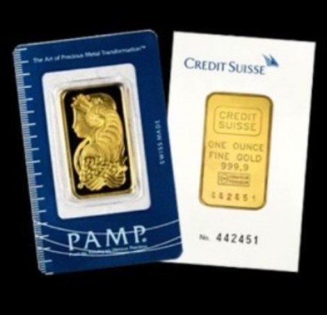 1 oz Pamp Suisse Gold Ingot on Assay Card: From the finest Swiss foundry the Pamp Suisse 1 oz bullion ingot is .9999 pure.