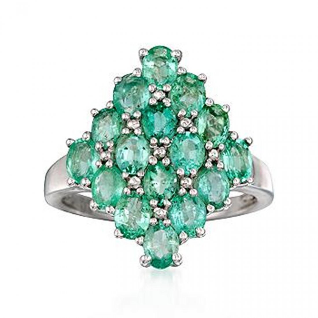 2.80 ct. t.w. Emerald Cluster Ring in Sterling Silver