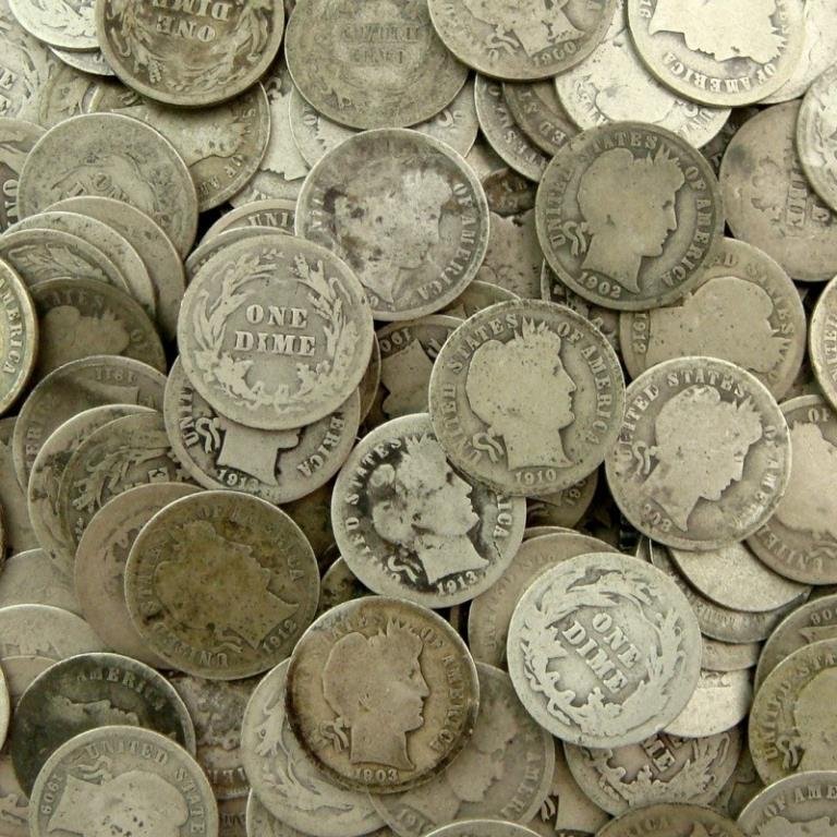 Lot of (100) Barber Dimes - 90% Silver: A lot of 100 Barber Dimes - Highly collectible