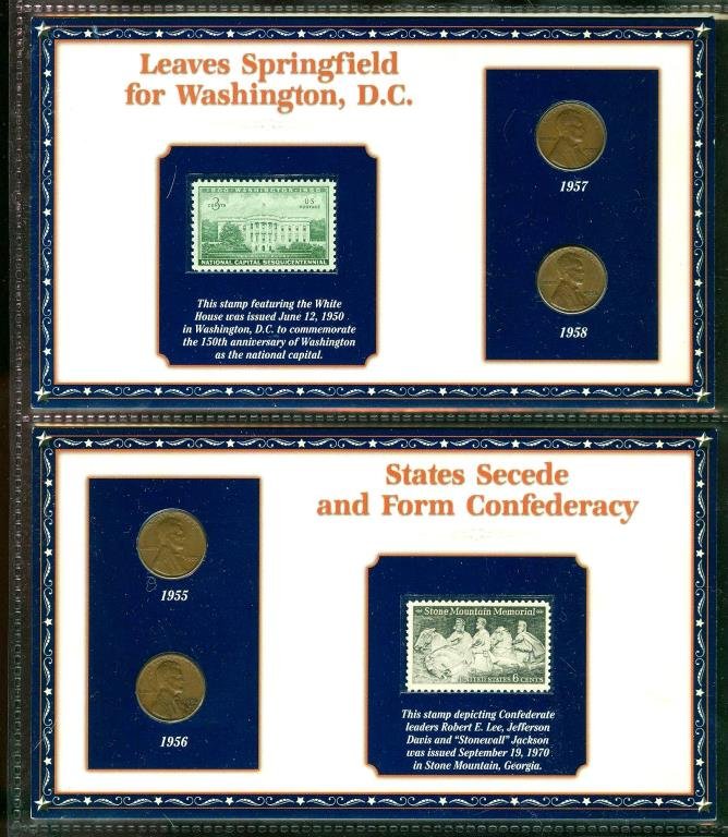 Lincoln Head Cents w Civil War Stamps: The item has been shown in a high resolution scan, unenhanced so you can make a educated appraisal for yourself. You as the bidder are responsibe for all value and grades.