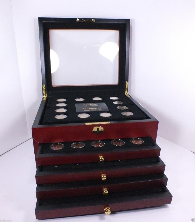 1999-2009 24k Gold Plated State Quarters in Case: Introducing the Outstanding Collection of 1999-2009 Territorial Quarters The Complete Set Coins Uncirculated and in Mint Condition 24kt Gold Plated 112 Coins in Total
