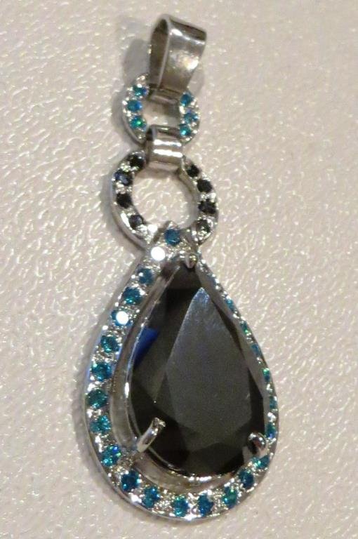 10.10 ct Moissanite & CZ Pendant: Item is exact item in photo. Bidder is responsible for all values. All sales are final.
