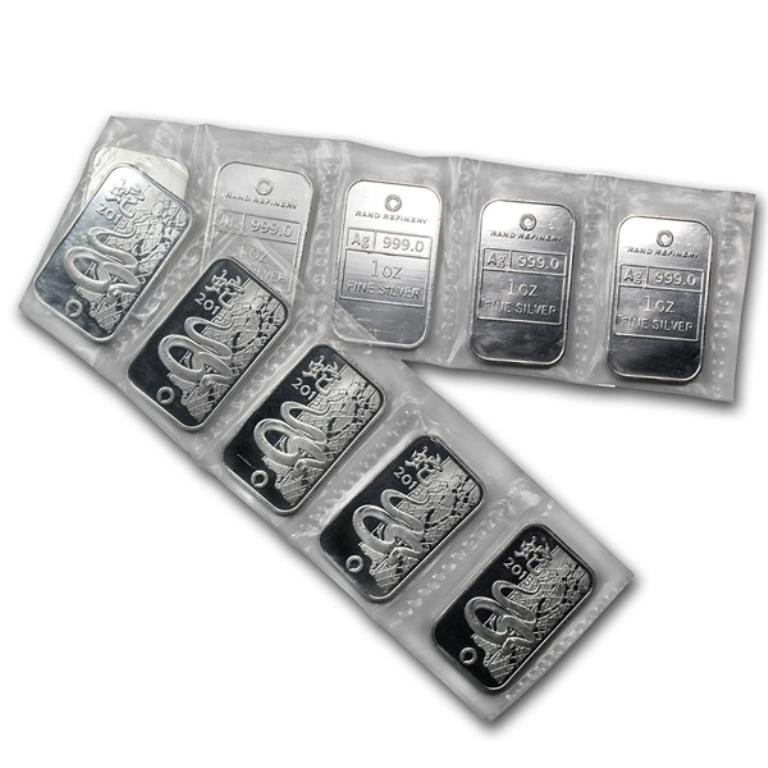 (10) 1 oz Rand Refinery Year of Snake Bars: 1 oz Rand Refinery Silver Bar - Year of the Snake .999 Fine