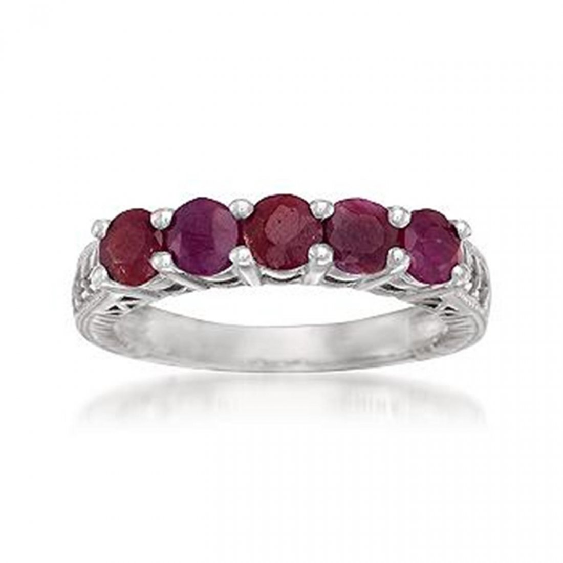 1.65 ct. t.w. Ruby 5-Stone Ring: 1.65 ct. t.w. Ruby 5-Stone Ring in Sterling Silver