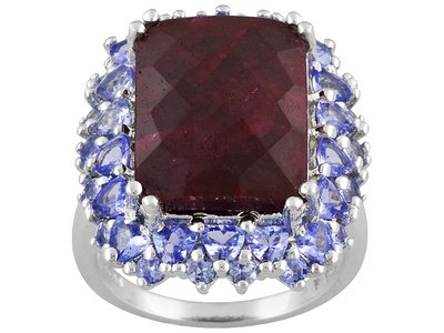 Ruby 13.50ct With 2.43ctw Tanzanite Sterling Silver: Ruby 13.50ct With 2.43ctw Tanzanite Sterling Silver Ring YYH114