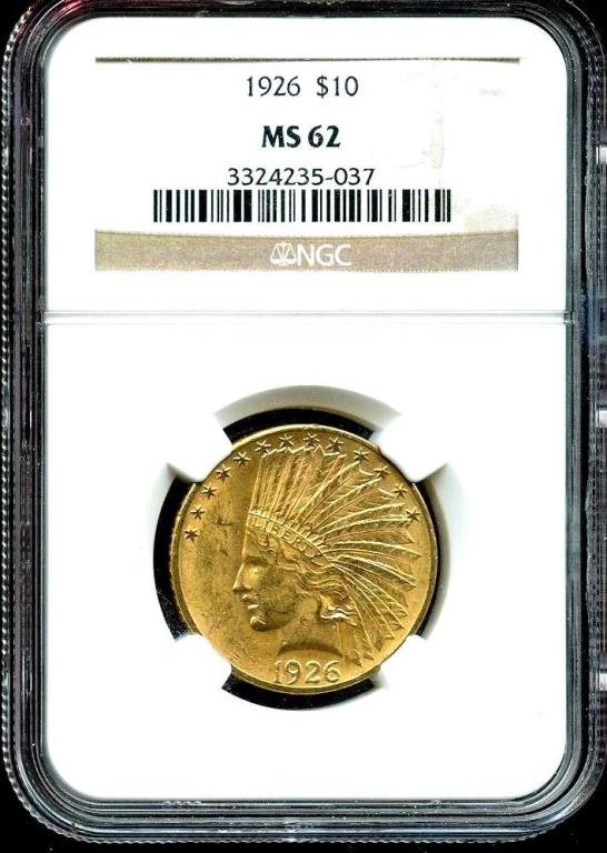 1925 MS 62 NGC $10 Indian Eagle: Item is the exact item in the scan. Bidder is responsible for all bids and any bid is binding contract. All sales final and all other terms apply to each lot in the sale. byy-45f