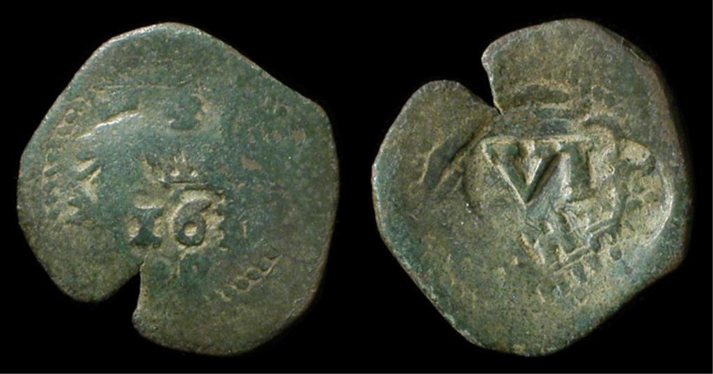 Spanish copper 8maravedis cob. "Pirate" money.