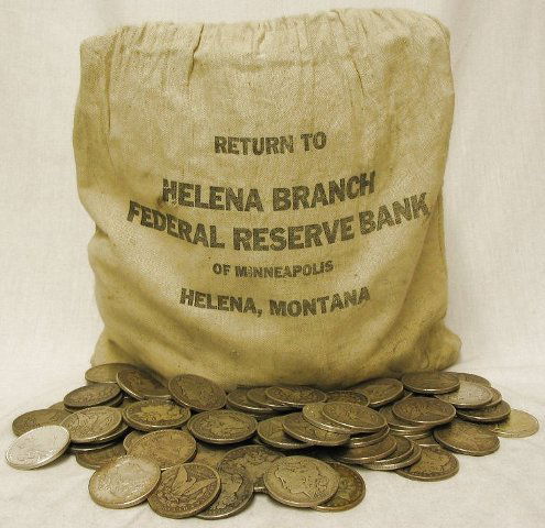 Bank Bag Full of 200 Unsearched Morgans: This lot has come to us tied up in a bank bag - We have many of them, based upon weight and the outer count markings, we are selling them as is. UN opened! Un searched by us! All we do is count them a