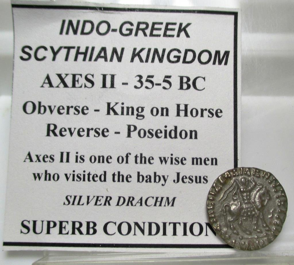 35-5 BC AXES II INDO Greek Ancient Silver: Item is the exact item in the image. Buyer is 100% responsible for all grades and value.