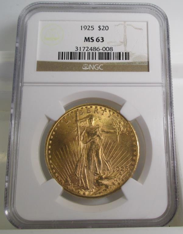 1925 MS 63 NGC $ 20 Gold Saint Gauden's (1 of 1)