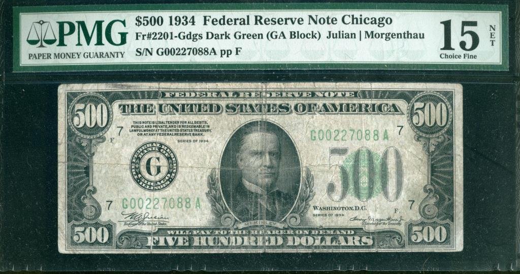 1934 A FRN $ 500 CHOICE FINE NET15 PMG (1 of 2)
