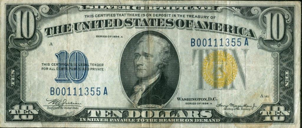 1934 A Yellow Seal So. Africa Special Issue $10 (1 of 2)