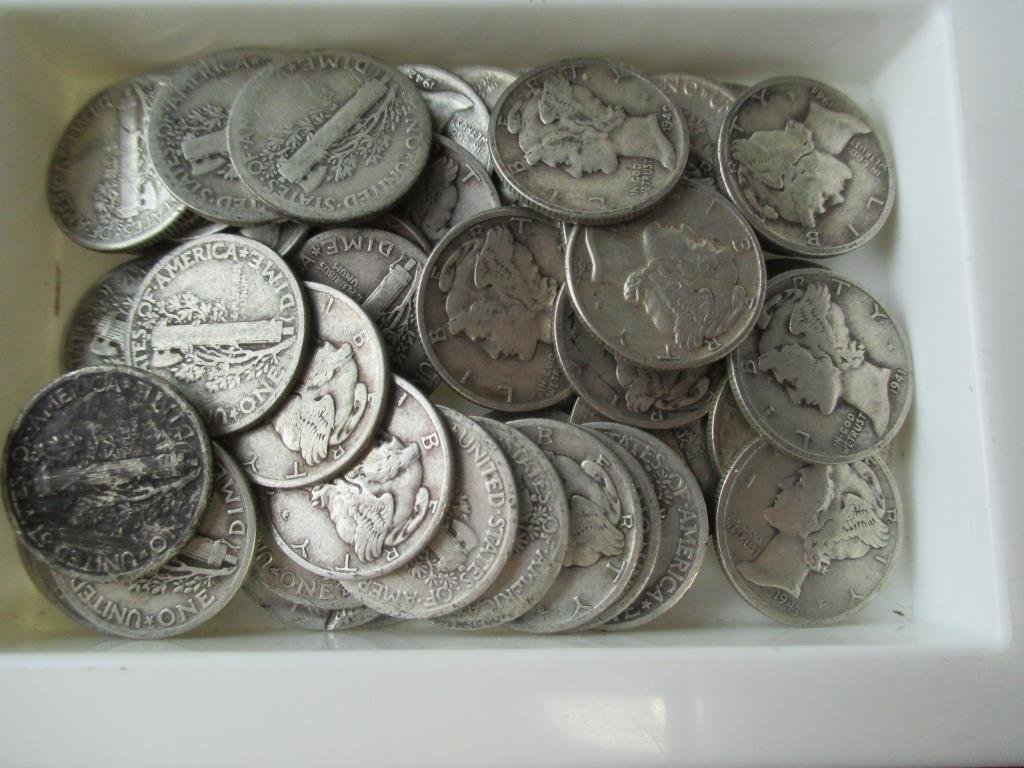 (50) Mercury Dimes 90% Silver Survival Coins (1 of 1)