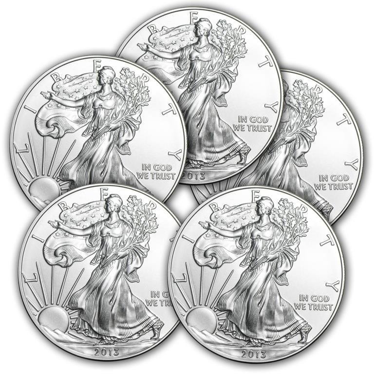 (5) US Silver Eagles Random Dates (1 of 1)