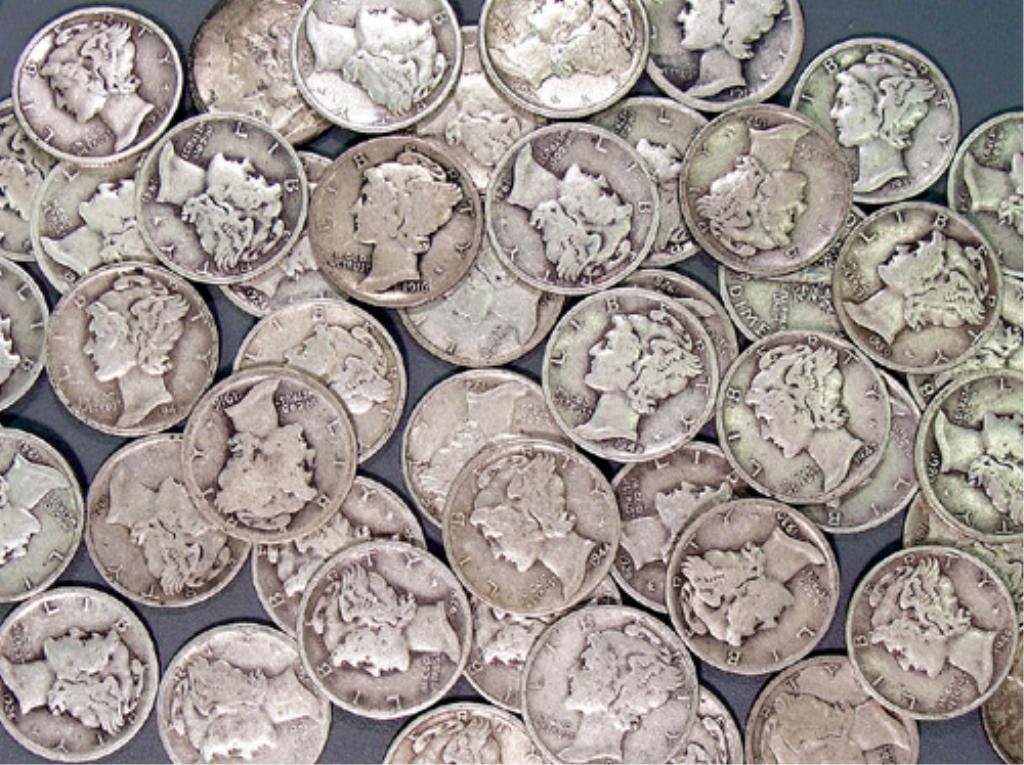 Lot of 50 Mercury Dimes (1 of 1)