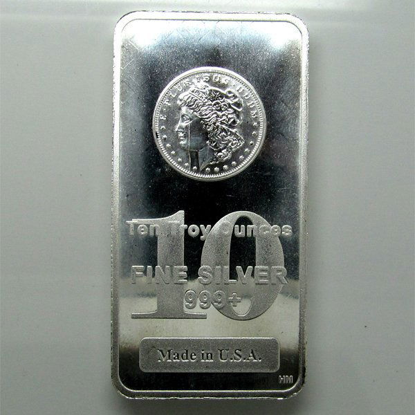 10 oz. Silver Bar - Morgan Design (1 of 1)
