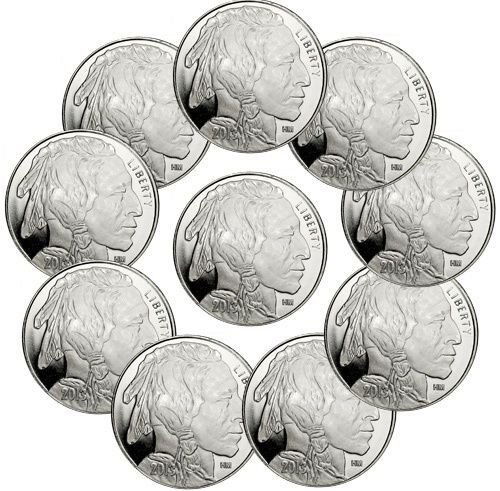 Lot of 10 Bufflao 1 oz Silver Rounds (1 of 1)