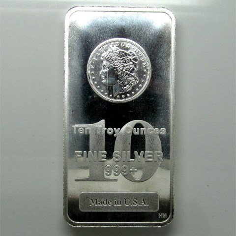 10 oz. Silver Bar- Morgan Design (1 of 1)