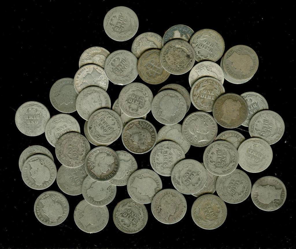 Lot of (50) Barber Dimes Random Dates (1 of 1)