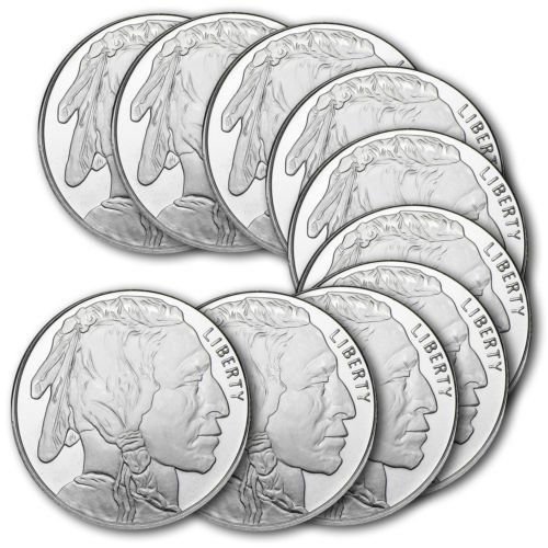 (10) 1 oz Buffalo Design Silver Rounds - .999 Pure (1 of 1)