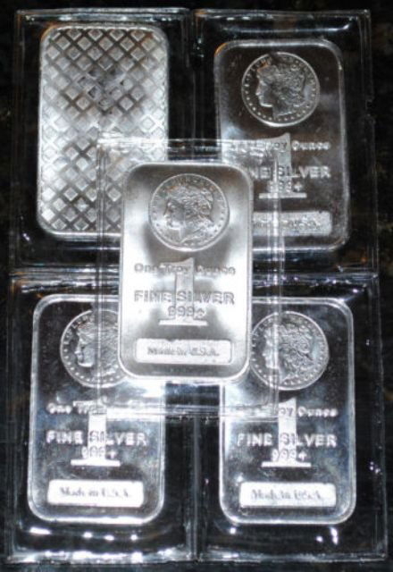 (5) 1 oz. Silver Morgan Design Bars (1 of 1)