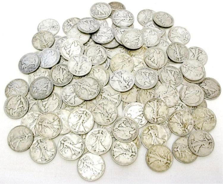 Lot of (100) Walking Liberty Half Dollars (1 of 1)