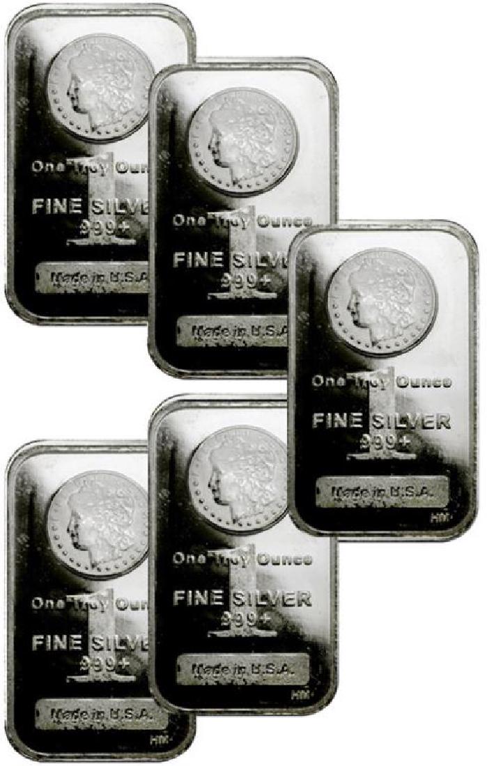 (5)  1 oz. Silver Bars - Morgan Design (1 of 1)