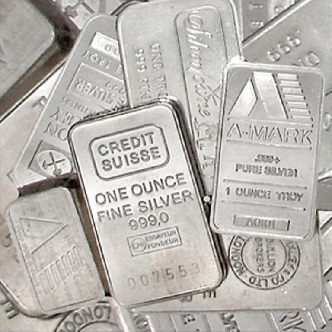 Lot of (10) Mixed maker 1 oz Silver bars (1 of 1)