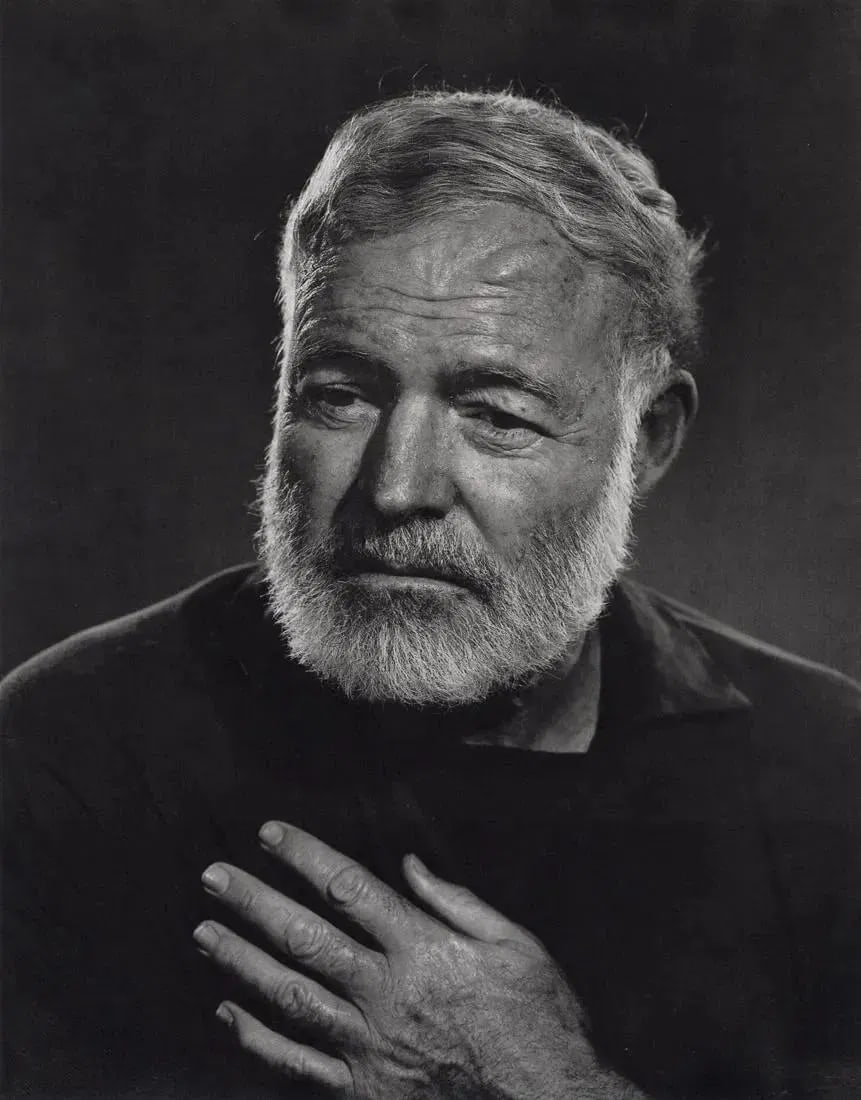 YOUSUF KARSH "Ernest Hemingway, 1957" Print: YOUSUF KARSH "Ernest Hemingway, 1957" Print, Measures 7.60 X 9.70 Inches, Verso is Blank, Printed on archival qaulity paper, unknown printing date