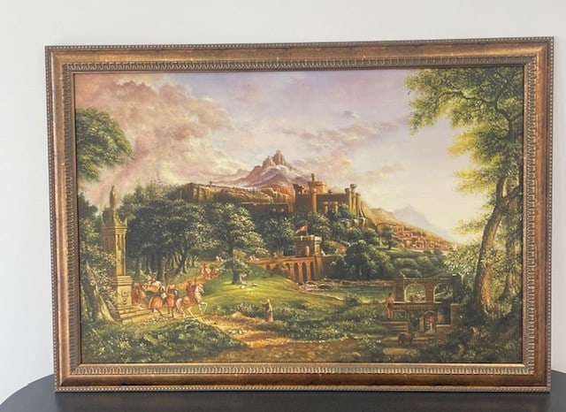 Thomas Cole "The Departure" Oil Painting: Thomas Cole "The Departure" Oil Painting, Measures 24.00 X 36.00 (image), 28.50 X 40.50 (framed).Sold "After" Cole.