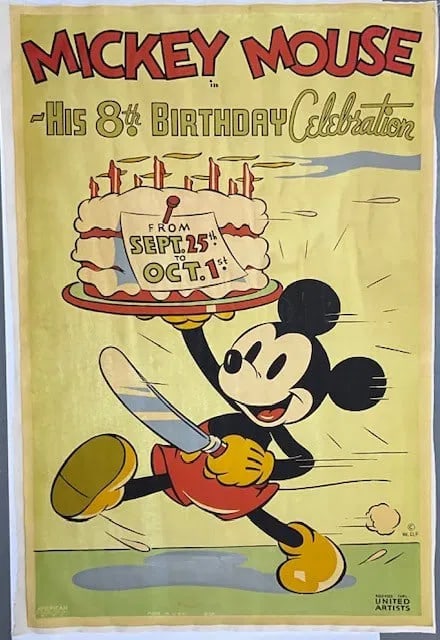 Mickey Mouse 8th Birthday Celebration Movie Poster. (1 of 2)