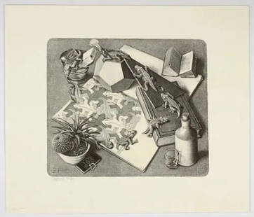 M.C. Escher "Reptiles" Etching: M.C. Escher "Reptiles" Etching, Measures 15.00 X 13.00 Inches.