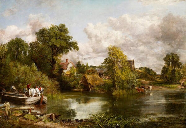 "The White Horse by John Constable" Poster: "The White Horse by John Constable" Poster - Measures 24.00 X 36.00 Inches, Unknown Print Date, Linen Backed